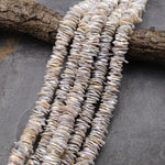 Large Natural Freshwater Keishi Cornflake Pearl Center Drilled Creamy White Silver 15.5" Strand