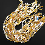 AAA Iridescent Hand Carved Natural Golden Yellow Mother of Pearl Shell Star Beads 6mm 8mm15.5" Strand