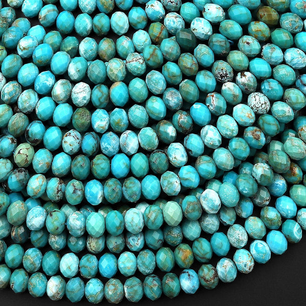 Genuine Natural Turquoise 6mm Faceted Rondelle Beads 15.5" Strand