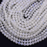 Micro Faceted Rainbow Moonstone 3mm 4mm 6mm 8mm Round Beads 15.5" Strand