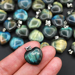 AAA Natural Labradorite Puffy Heart Pendant