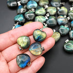 AAA Natural Labradorite Puffy Heart Pendant